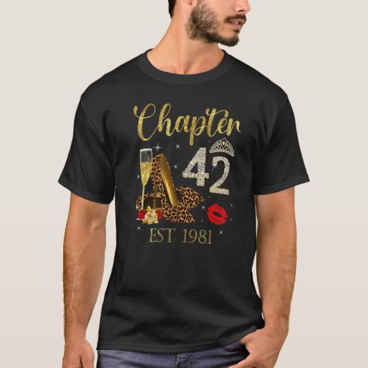第42章EST 1981 42誕生日ワインレオパ Tシャツ (正面)