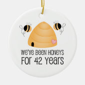 第42記念日のカップルのギフト セラミックオーナメント (正面)
