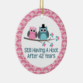 第42記念日のフクロウの結婚記念日のギフト セラミックオーナメント (右)