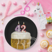 第42誕生日ビールオンブラック紙プレート ペーパープレート (パーティー)