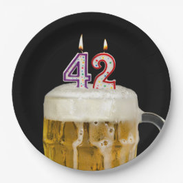 第42誕生日ビールオンブラック紙プレート ペーパープレート