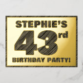 第43回バースデーパーティはっきりした— Wood Grainフェイク文字 箔招待状 (正面)