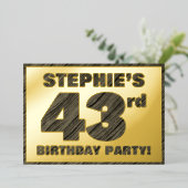 第43回バースデーパーティはっきりした— Wood Grainフェイク文字 箔招待状 (立ち正面)