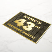 第43回誕生日パーティはっきりしたーフェイク:, Wood Grain Pattern 箔招待状 (回転した状態)