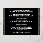 第43回誕生日パーティはっきりしたーフェイク:, Wood Grain Pattern 箔招待状 (裏面)