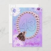 第43回誕生日パーティーへの招待 インビテーションポストカード (正面/裏面)