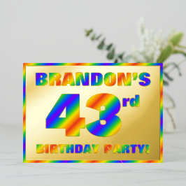 第43回誕生日パーティー – おもしろい、レインボースペクトル「43」 箔招待状