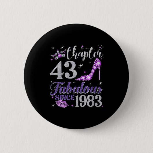 第43章 1983年から素晴らしい 43歳 女性 缶バッジ (正面)