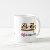 第43結婚記念日のフクロウ コーヒーマグカップ (正面右)
