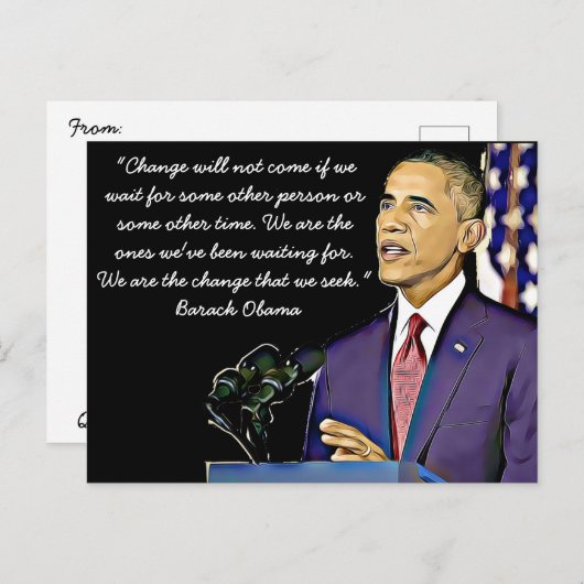 第44代米国大統領バラク・オバマ氏からの引用文 ポストカード (正面/裏面)