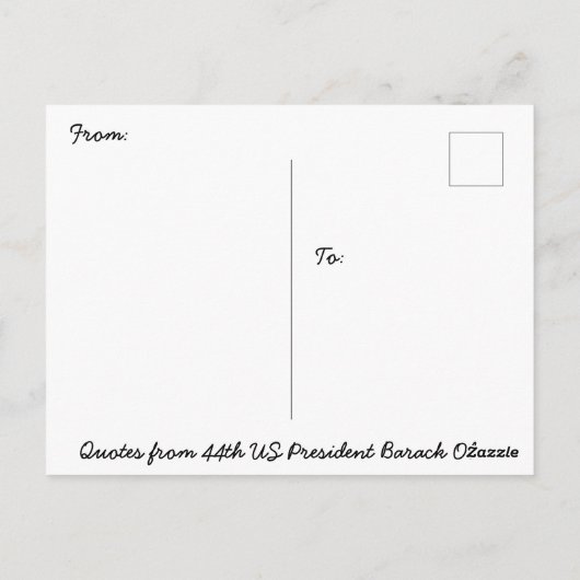 第44代米国大統領バラク・オバマ氏からの引用文 ポストカード (裏面)