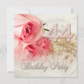 第44回バースデーパーティーの招待、バラと真珠 招待状 (正面)