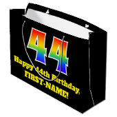 第44誕生日～おもしろいカラフル,, 鮮やか, Rainbow 44 ラージペーパーバッグ (裏面アングル)
