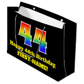 第44誕生日～おもしろいカラフル,, 鮮やか, Rainbow 44 ラージペーパーバッグ (正面アングル)