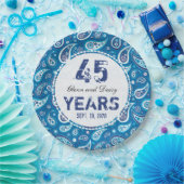 第45サファイアの結婚記念日のペイズリーパターン ペーパープレート (パーティー)