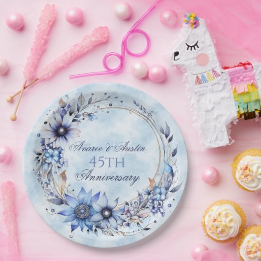 第45回および第65回サファイア記念日紙 ペーパープレート (パーティー)