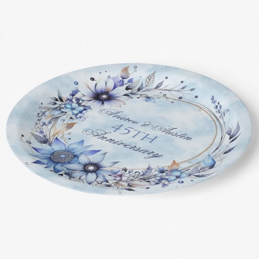 第45回および第65回サファイア記念日紙 ペーパープレート (アングル)