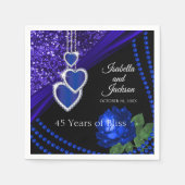 第45回サファイアブルーグリッターとバラ記念日 スタンダードカクテルナプキン (正面)