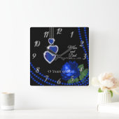 第45回サファイアブルーバラ記念日 スクエア壁時計 (ホーム)