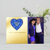 第45回サファイアブルー結婚ズ記念日ハート写真 箔招待状 (立ち正面)