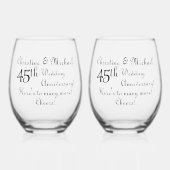 第45回サファイヤ結婚の記念日の署名原稿 ステムなしワイングラス (正面)