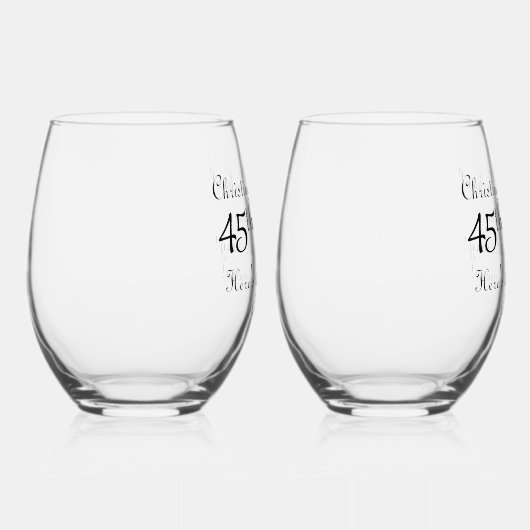 第45回サファイヤ結婚の記念日の署名原稿 ステムなしワイングラス (右)