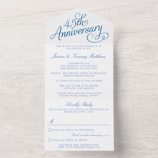 第45回サファ結婚イア記念日 オールインワン招待状 (内側)