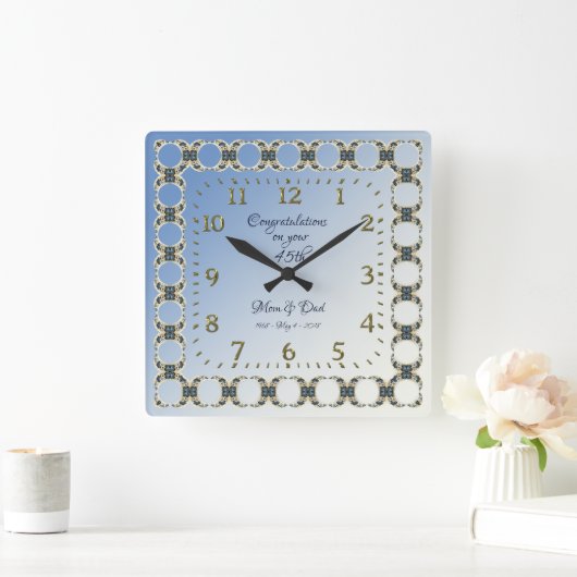 第45回サファ結婚イア記念日 スクエア壁時計 (ホーム)