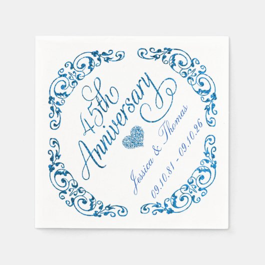 第45回サファ結婚イア記念日 スタンダードカクテルナプキン (正面)