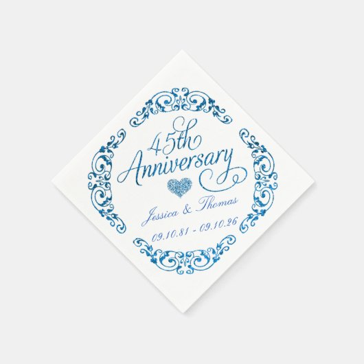 第45回サファ結婚イア記念日 スタンダードカクテルナプキン (角)