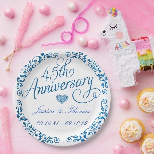 第45回サファ結婚イア記念日 ペーパープレート (パーティー)