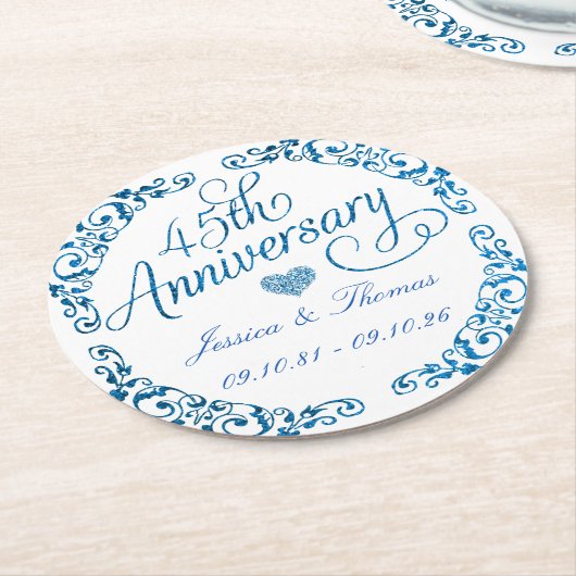 第45回サファ結婚イア記念日 ラウンドペーパーコースター (アングル)