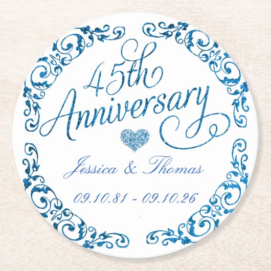 第45回サファ結婚イア記念日 ラウンドペーパーコースター (正面)