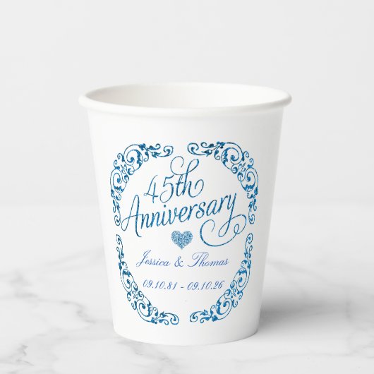 第45回サファ結婚イア記念日 紙コップ (正面)