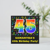 第45回バースデーパーティー：おもしろいミュージックシンボルRainbow 45 招待状 (スタンド正面)