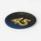 第45回パーティーバルーン及び金ゴールド紙吹雪紙プレート ペーパープレート (アングル)