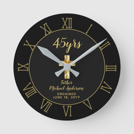 第45回叙勲記念祭司ゴールデンジュビリー ラウンド壁時計 (正面)