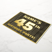 第45回誕生日パーティーはっきりした：木目フェイク模様 箔招待状 (回転した状態)