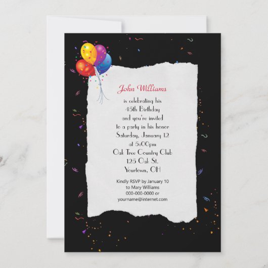 第45回誕生日パーティー 招待状 (裏面)