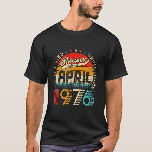 第45回誕生日装飾1976年4月男性女性45 Tシャツ (正面)
