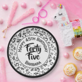 第45期乱数パターン白黒 ペーパープレート (パーティー)