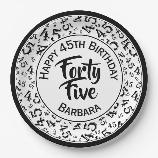 第45期乱数パターン白黒 ペーパープレート (正面)