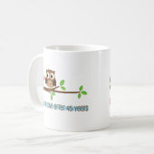 第45結婚記念日のフクロウ コーヒーマグカップ (正面左)