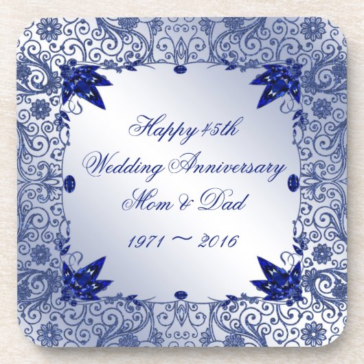 第45結婚記念日のプラスチックコースターセット コースター (正面)