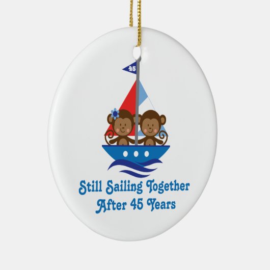 第45結婚記念日猿のためのギフト セラミックオーナメント (右)