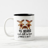 第45記念日のパーソナライズなカップルマグのギフト ツートーンマグカップ (左)