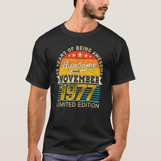 第45誕生日1977年11月生まれ45日 Tシャツ (正面)