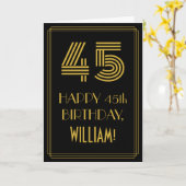 第45誕生日: アールデコによってインスパイア一見"45"及び名前 カード (黄色い花)
