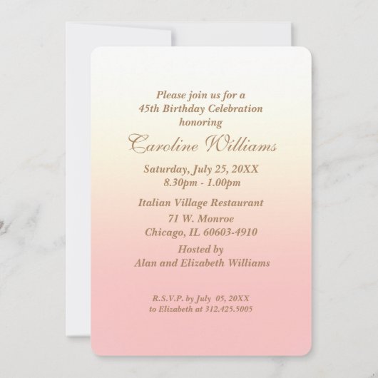 第45誕生祝いカスタム招待状 招待状 (裏面)