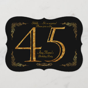 第45、誕生会第45、素晴らしいのGatsby、黒及び金ゴールド 招待状